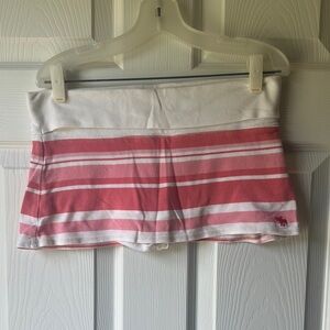 Vintage Abercrombie Pink and White Striped Mini Skirt with Built in Shorts